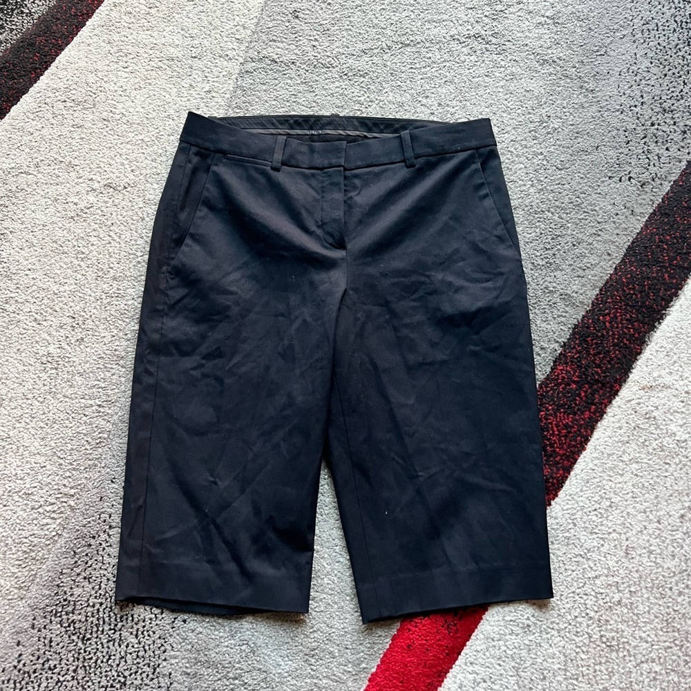 Theory Black Palmers Bi Stretch Bermuda Shorts